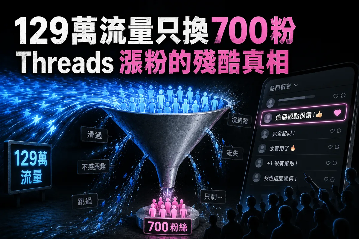 Threads 漲粉的殘酷真相:129 萬流量只換 700 粉,然後呢?